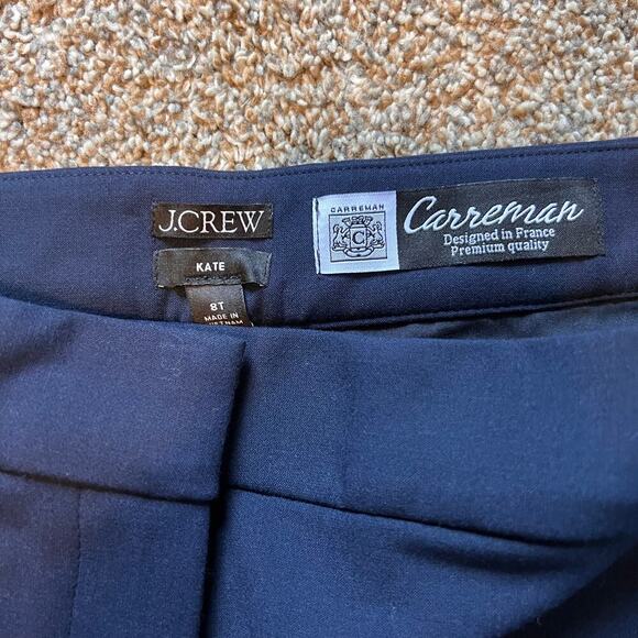 J. Crew Carreman Wide Leg Trouser Blue Polyester/Viscose/Elastane. Size 8Tall - Picture 3 of 7